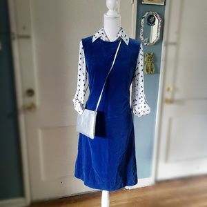 Vintage ♡ 1960s Blue Velvet Jumper Dress